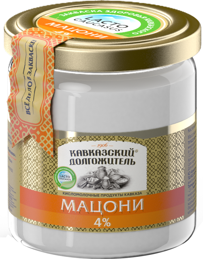 

Мацони Кавказский долгожитель 4%, без змж 400 г