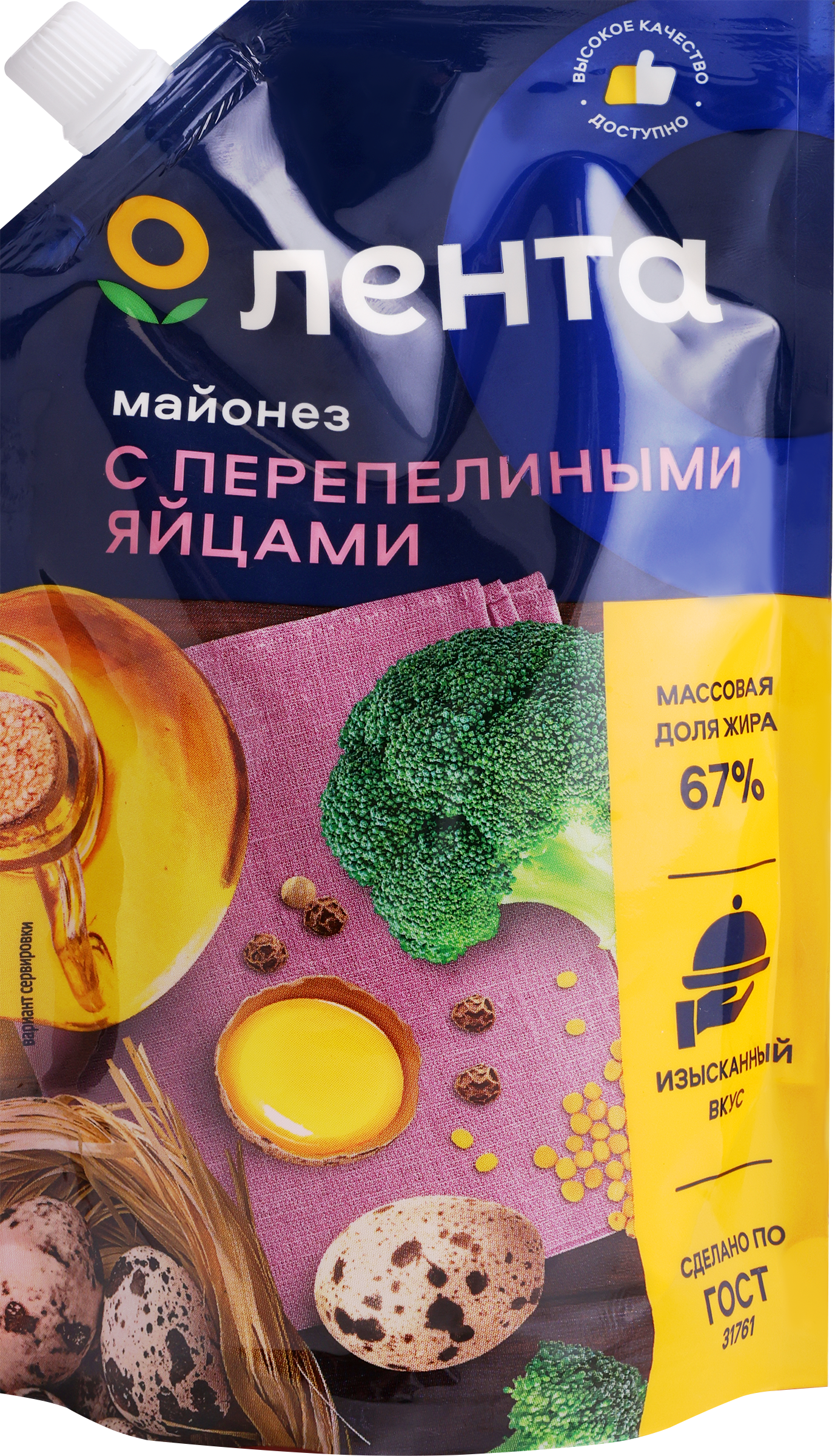 

Майонез ЛЕНТА на перепелиных яйцах 67%, 380мл