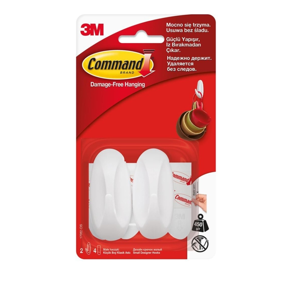 

Дизайн-крючок Command белый, малый, 3М набор 2 шт., США