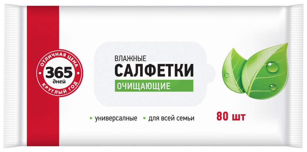 

Салфетки влажные 365 дней Для всей семьи 80 шт