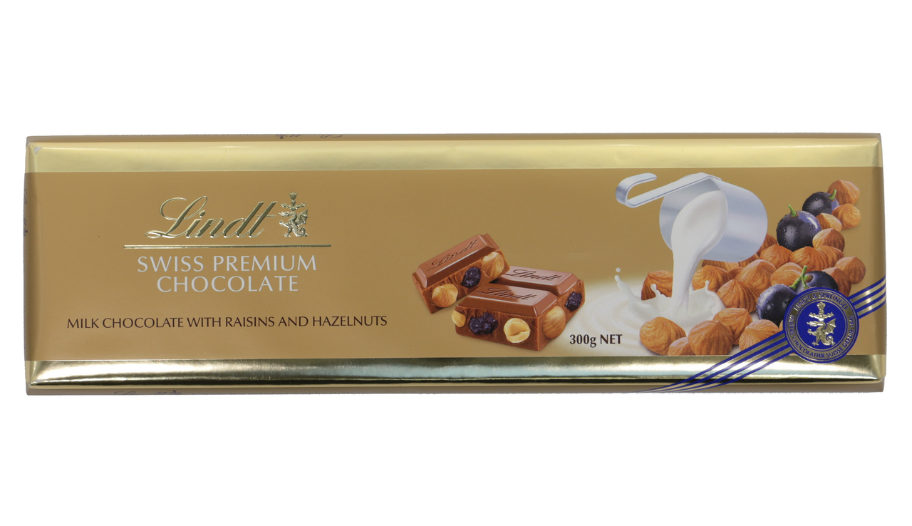 

Шоколад Lindt Gold молочный с изюмом и орехами 300 г
