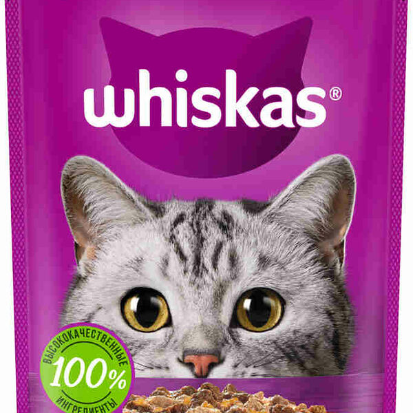 Корм для кошек от 1 года Whiskas Говядина и ягнёнок в желе