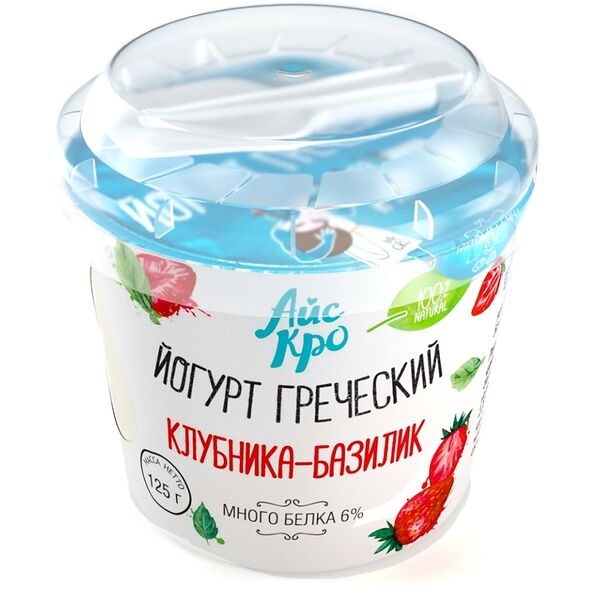 Йогурт греческий - клубника-базилик ТМ Айс Кро