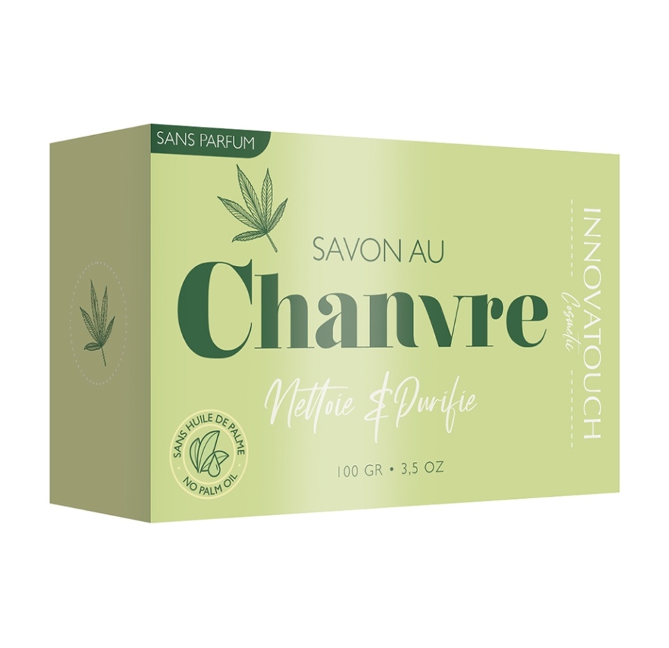 

Мыло кусковое очищающее с маслом из семян конопли, Innovatouch Cosmetic, Франция