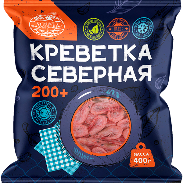 Креветки Aurora северные 200+, 400 г