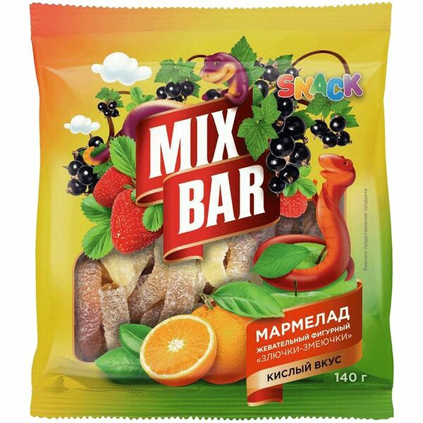 Мармелад жевательный Mixbar Злючки змеючки, 140г
