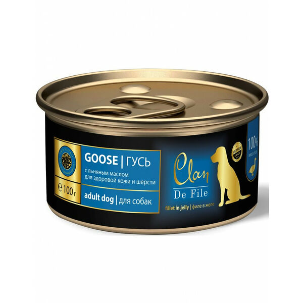 Clan Clan De File Гусь в желе с экстрактом Юкки и льняное масло 100 г