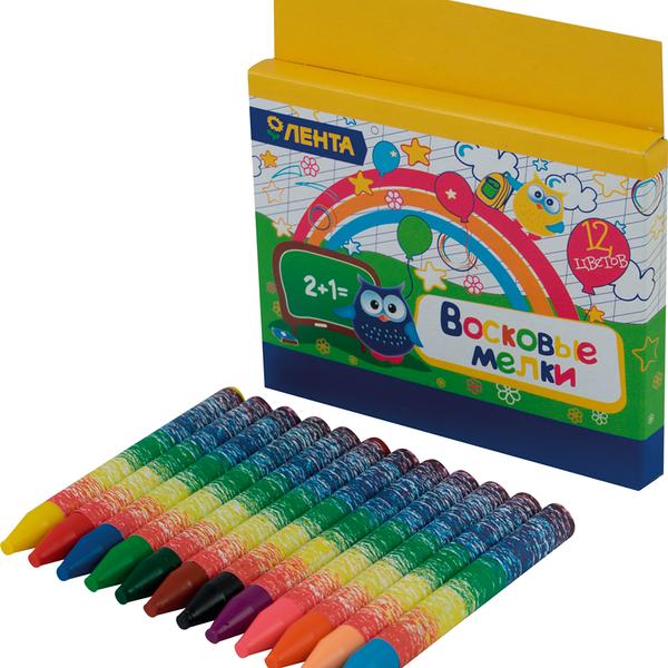 Мелки восковые Лента 12 цветов