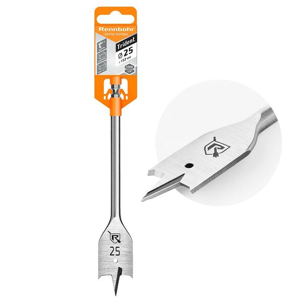 Сверло по дереву Rennbohr перовое, 25х152 мм