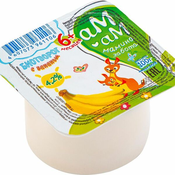 Биотворог Ам-Ам Мамина забота Банан 4.2% 100 г