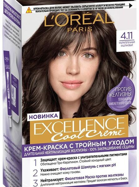 Крем-краска для волос Loreal Paris Excellence Cool Creme 4.11 Ультрапепельный каштановый