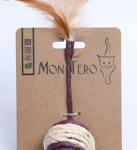 Mon Tero Эко игрушка для кошек мячик с пером