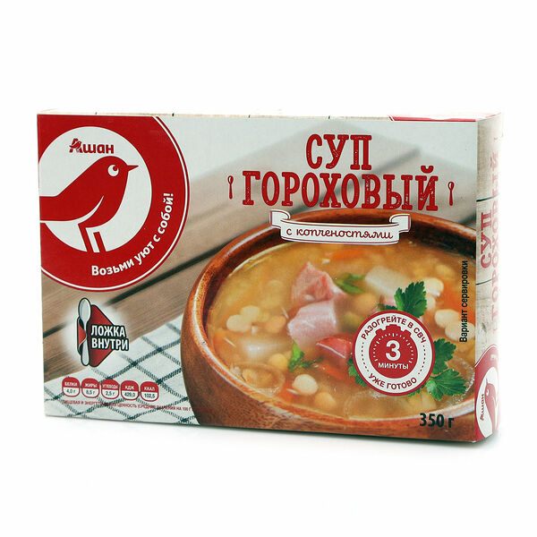 Суп АШАН Красная птица гороховый с копченостями