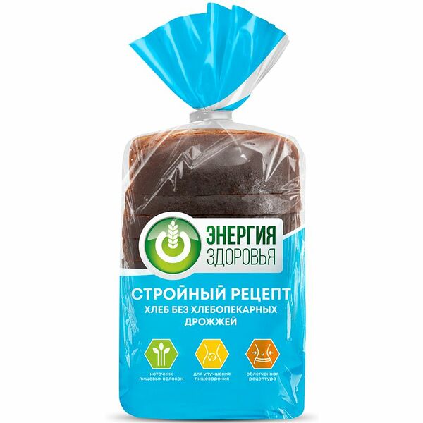 Хлеб Энергия здоровья Стройный рецепт без дрожжей нарезка, 350г