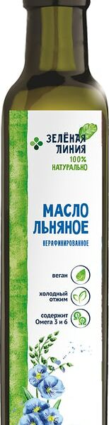 Масло льняное Зеленая линия нерафинированное 250мл