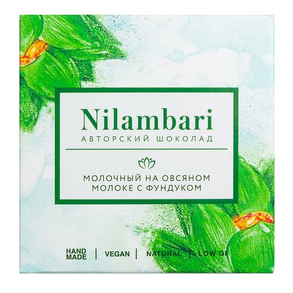 Шоколад веганский Nilambari молочный на овсяном молоке с фундуком