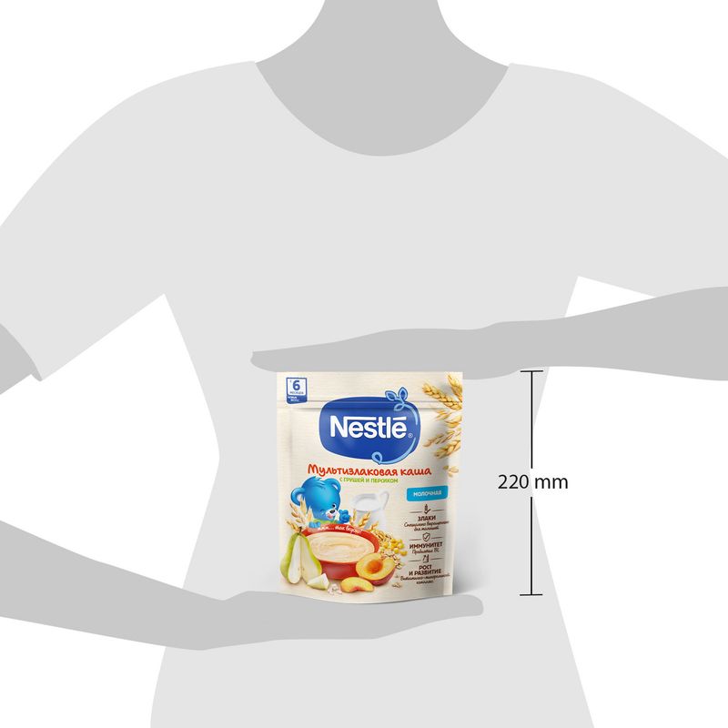 

Детская каша Nestle молочная мультизлаковая с грушей и персиком с 6 месяцев 200 г