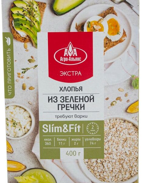 Хлопья Агро-Альянс из зеленой гречки 400г