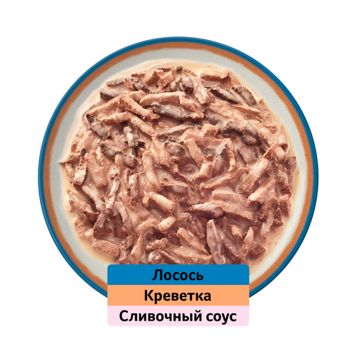 

Влажный корм Whiskas Аппетитный микс для кошек лосось и креветки в сливочном соусе 75 г