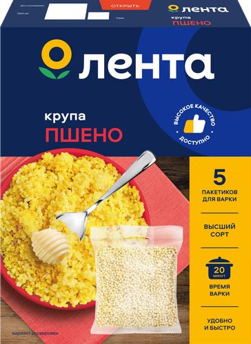 

Пшено ЛЕНТА 1-й сорт, в пакетиках, 5х100г