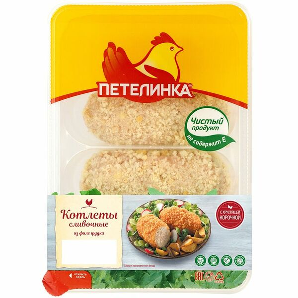 Котлеты куриные Петелинка сливочные куриные, 500г
