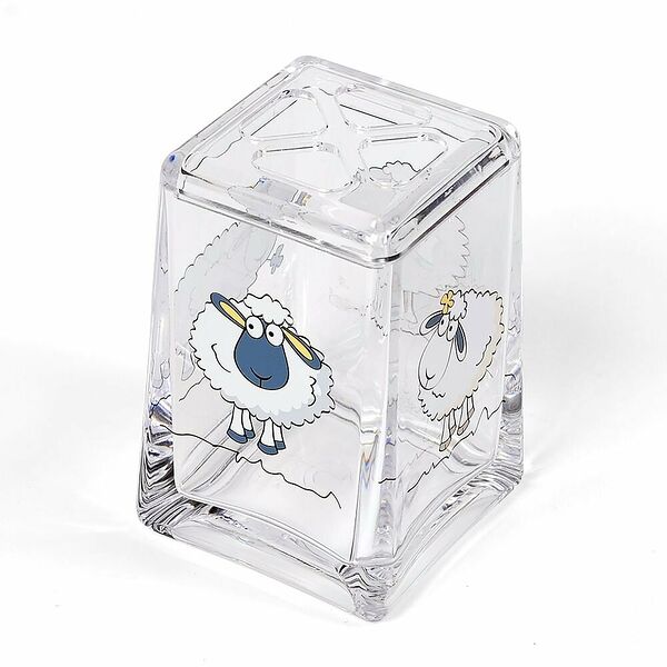 Стакан для зубных щёток TATKRAFT Funny Sheep, акрил, ударопрочный, бесцветный, 1 шт