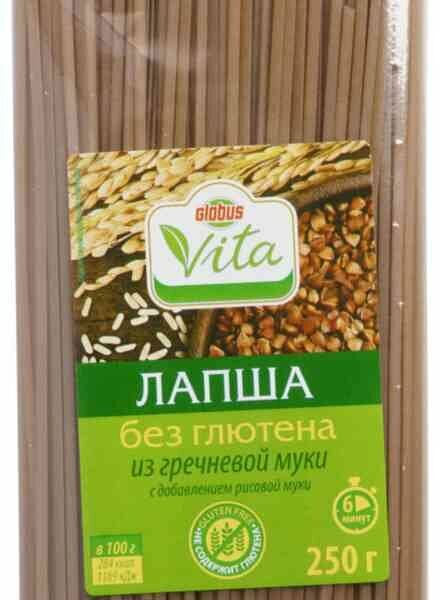 Макаронные изделия Лапша Глобус Вита из гречневой муки без глютена
