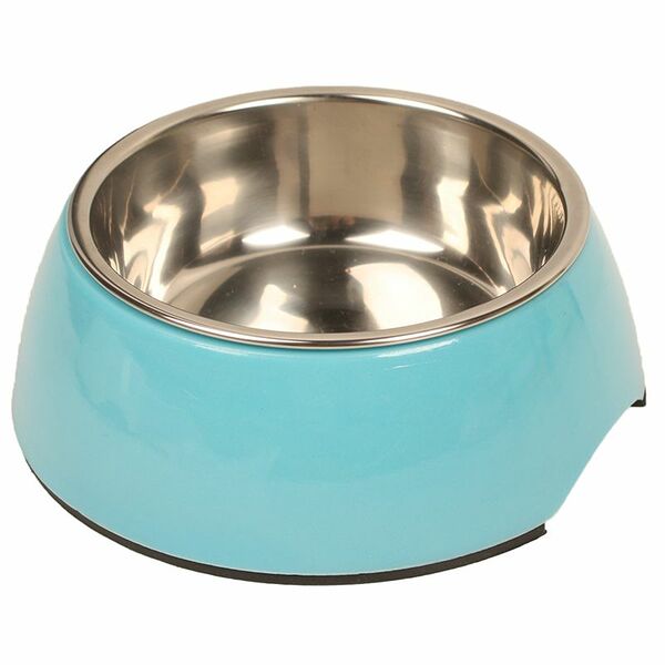 Миска для животных FOXIE металл на меламиновой подставке, синяя