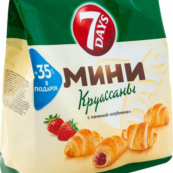Мини-круассаны 7 Days с клубничной начинкой, 300г