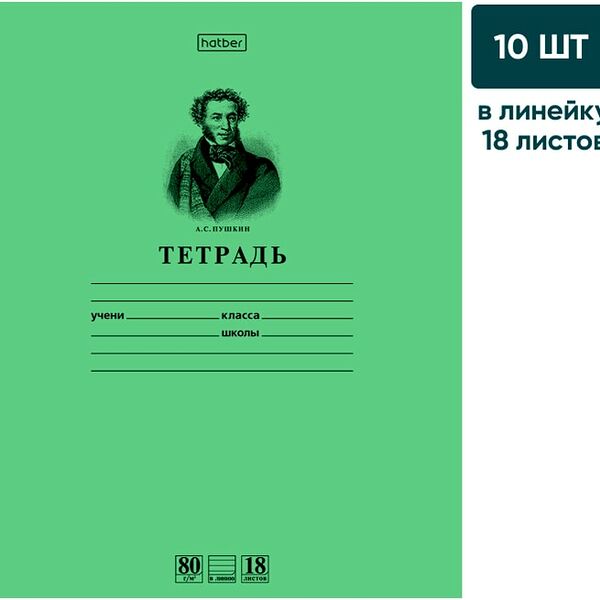 Набор тетрадей Hatber Premium Пушкин А.С. А5 линия 18л 10шт