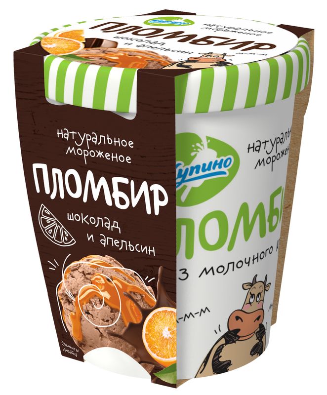 

Пломбир Купино Шоколадный с апельсиновым наполнителем 12% 270г