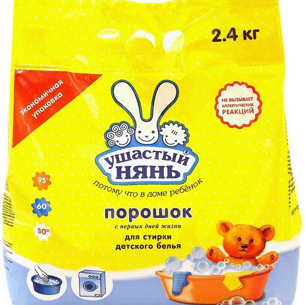 Порошок Ушастый Нянь для стирки детского белья 2.4кг