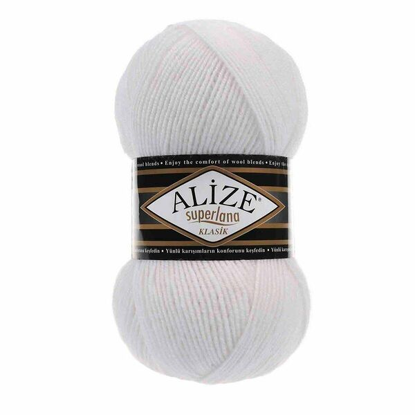 Пряжа ALIZE 'Superlana klasik' (однотонная) 100гр. 280м. (75% акрил, 25%шерсть) ТУ(55 белый)