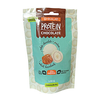 Драже Chikalab 25% Protein Фундук в белом шоколаде (без сахара) 120 г, Россия