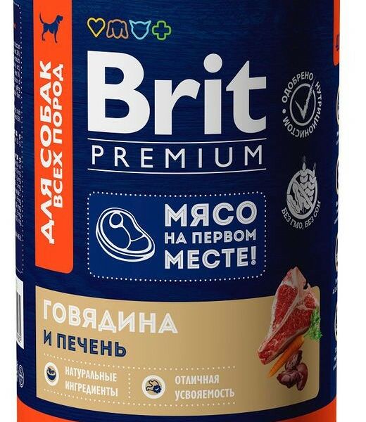 Корм для собак Brit Premium говядина-печень 410г