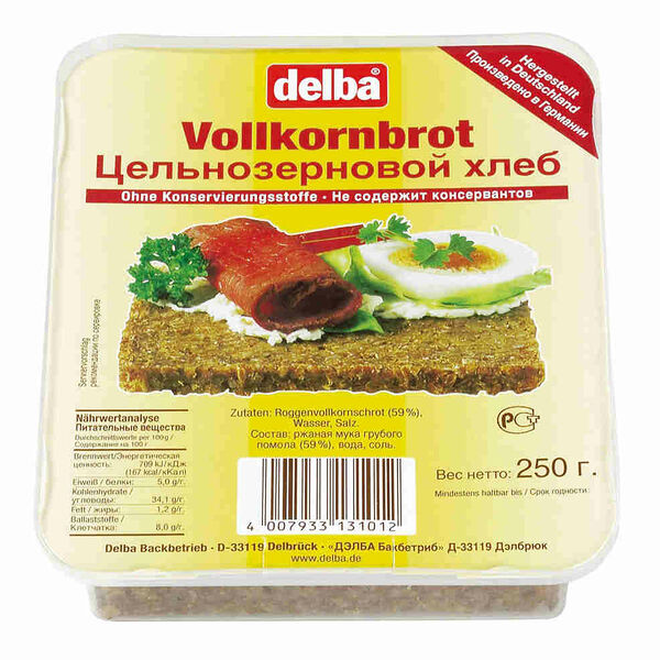 Хлеб цельнозерновой Delba 250 г Delba Backbetrieb GmbH Германия