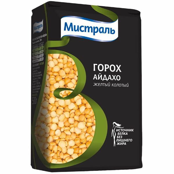 Горох Мистраль Айдахо жёлтый колотый шлифованный, 500г