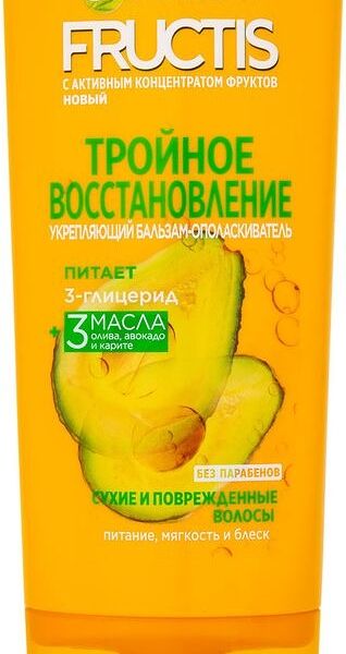 Укрепляющий бальзам-ополаскиватель Garnier Fructis Тройное Восстановление, для сухих и ломких волос, 387 мл
