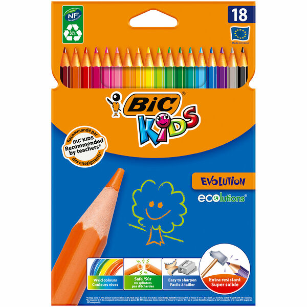 Карандаши Evolution ECO цветные 18 цветов ТМ Bic (Бик)