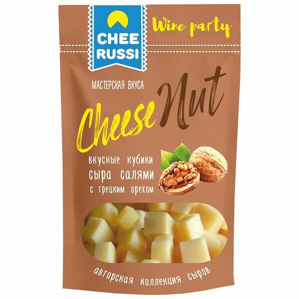 Сыр полутвердый CHEERUSSI Салями с грецким орехом 45%, без змж