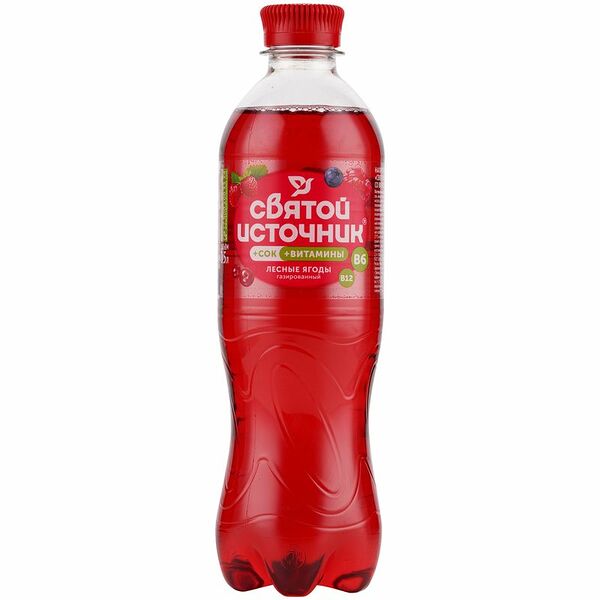 Напиток сокосодержащий Святой Источник со вкусом лесных ягод безалкогольный газированный, 500мл