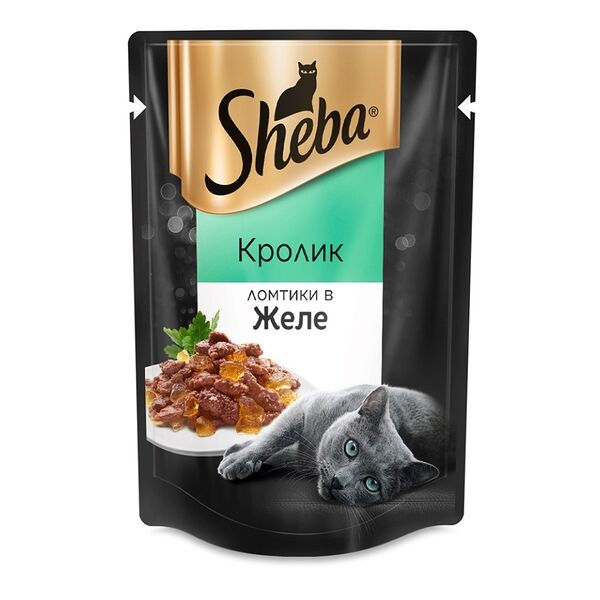 Влажный корм для кошек «Ломтики в желе с кроликом», Sheba, 85 г