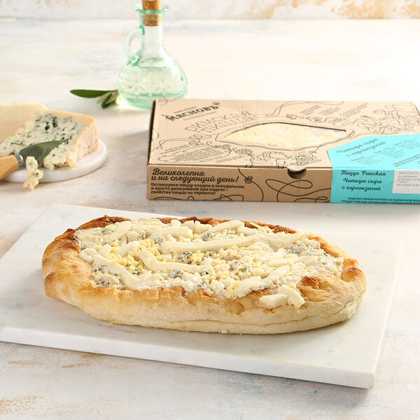 Пицца Римская Четыре сыра с горгонзолой МясновЪ Шеф-повар охлажденная для запекания 400г