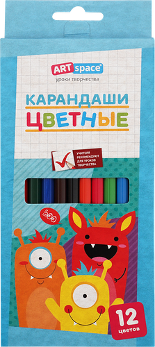 Карандаши цветные ARTSPACE Монстрики, 12 цветов, Арт. CP_41030