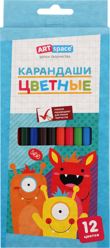 

Карандаши цветные ARTSPACE Монстрики, 12 цветов, Арт. CP_41030