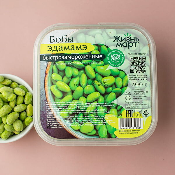 Бобы эдамамэ быстрозамороженные Жизньмарт