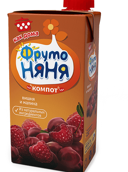 Компот из вишни и малины для питания детей с 3-х лет ТМ ФрутоНяня