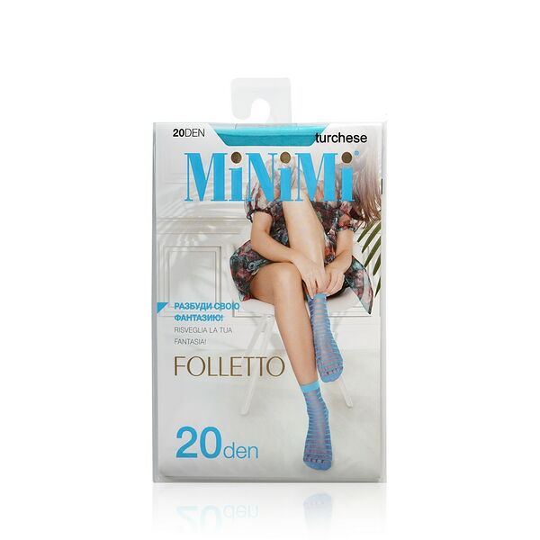 Женские капроновые носки в полоску Minimi Folletto 20den Turchese