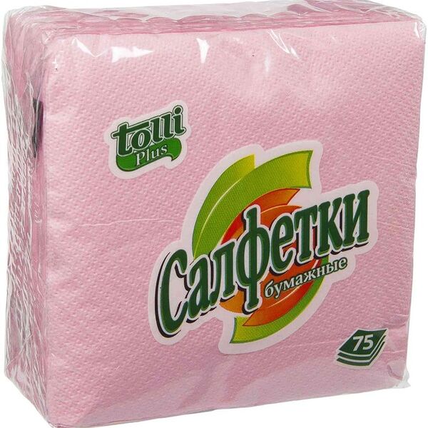 Салфетки бумажные Tolli Plus 3 цвета, 75шт