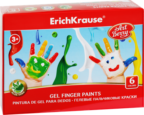 

Краски пальчиковые ErichKrause ArtBerry гелевые с Алоэ Вера 6 цветов х 35 мл
